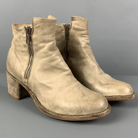 OFFICINE CREATIVE Botas color crema con doble cremallera talla 7
