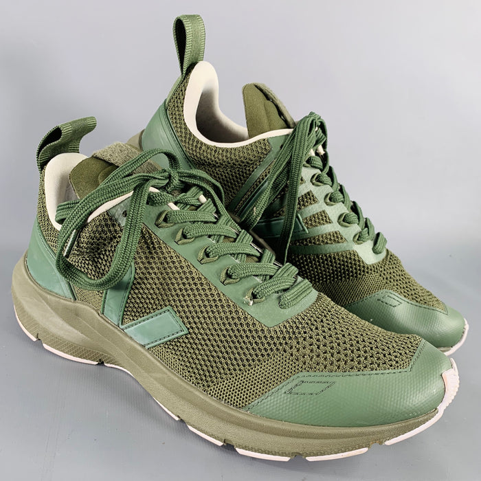 RICK OWENS Size 9 Green Mixed Materials Nylon Runner Sneakers