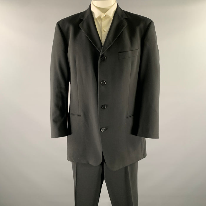 HUGO BOSS Chest Size 44 Black Virgin Wool 40 31 Suit