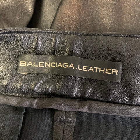 BALENCIAGA Size 8 Black Leather Lambskin Slim Fit Casual Pants