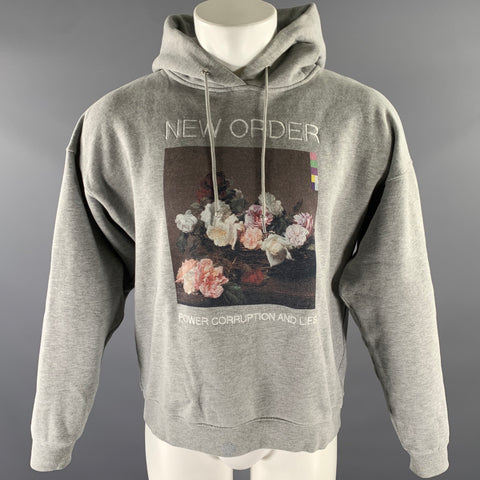 SANDRO Size S Grey New Order Cotton Blend Hoodie Sweatshirt