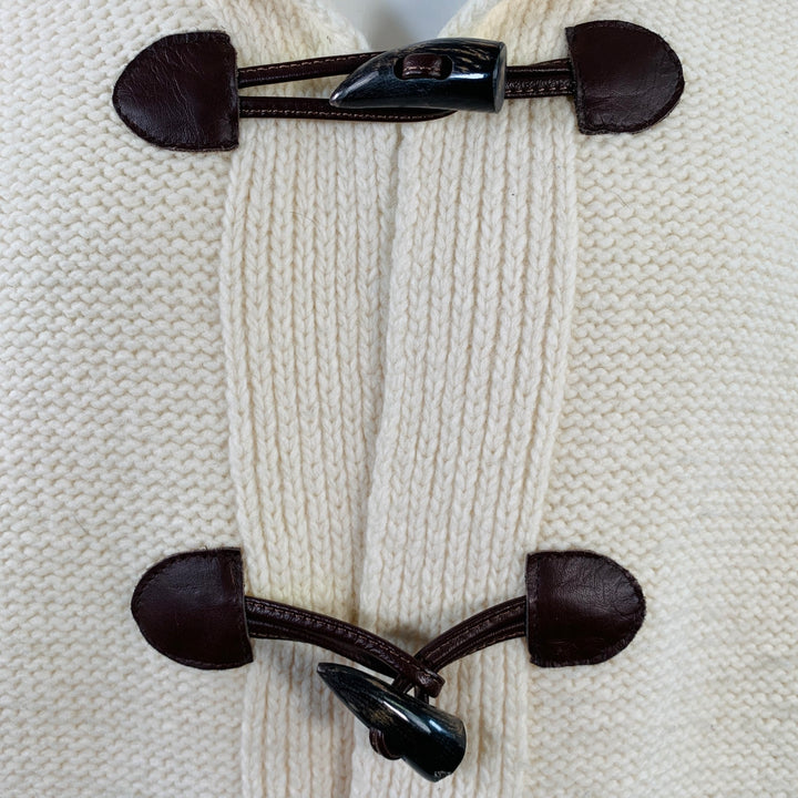 BURBERRY LONDON Size M Cream Brown Knit Merino Wool Toggle Closure Cardigan