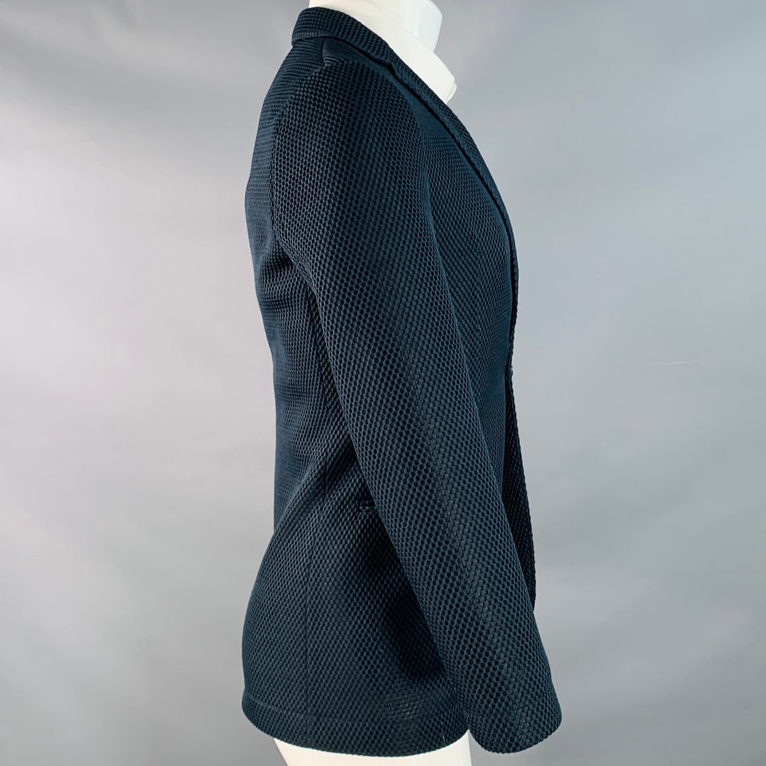 EMPORIO ARMANI Size 34 Regular Navy Textured Polyester Sport Coat