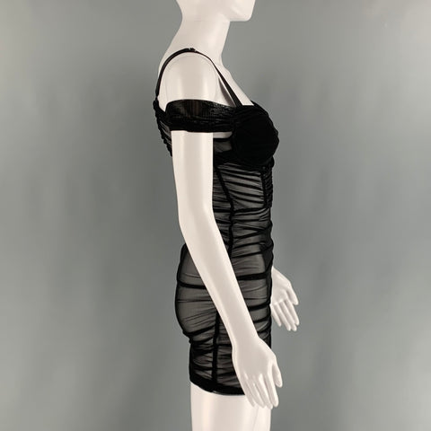 GUIZIO Vestido recto de malla negro talla XS