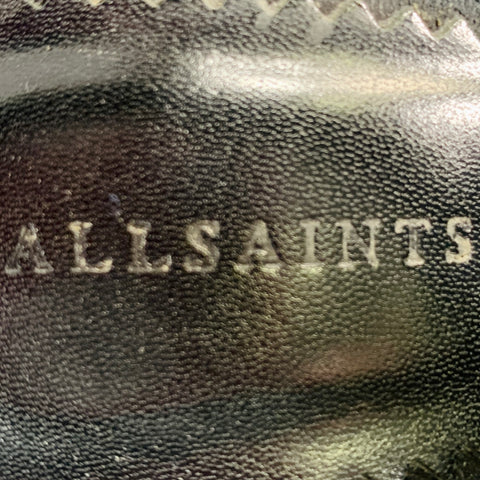 ALLSAINTS Sandales à talons aiguilles en daim noir avec élastique, taille 37