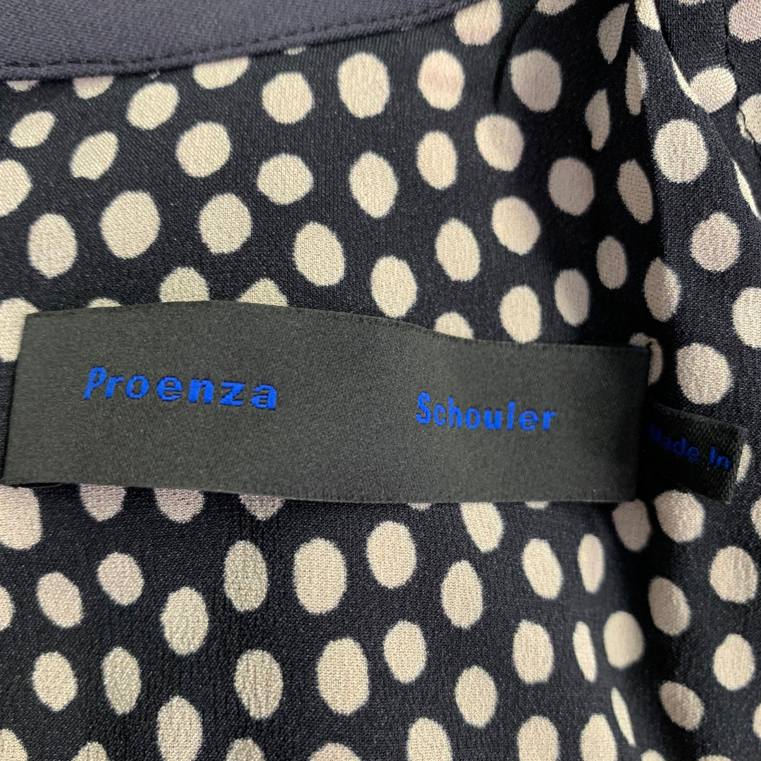 PROENZA SCHOULER Size 4 Black Tan Viscose Blend Polka Dot High Collar Dress