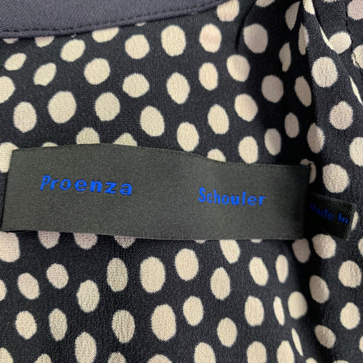 PROENZA SCHOULER Size 4 Black Tan Viscose Blend Polka Dot High Collar Dress