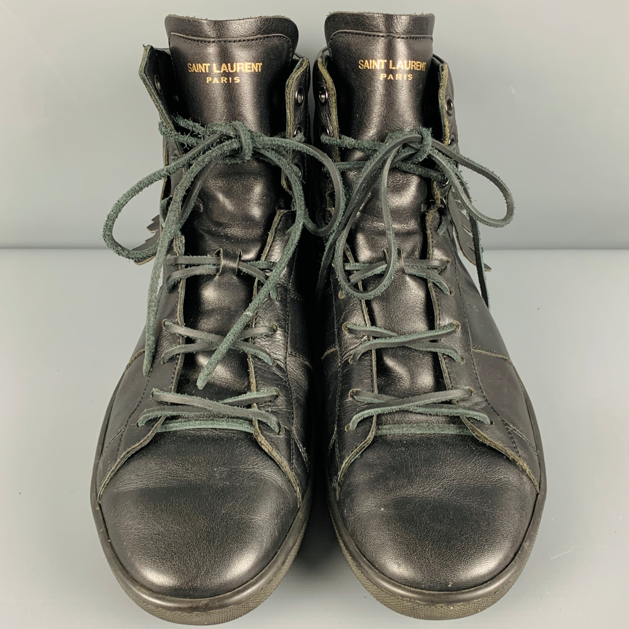 SAINT LAURENT Size 9.5 Black Fringe High Top Sneakers – Sui