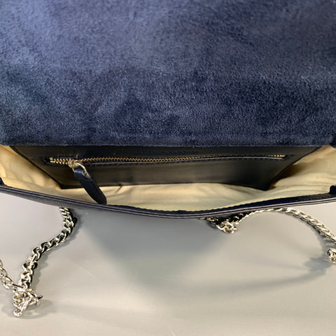LOEFFLER RANDALL FW2015 Blue Navy Leather Faux fur Shoulder Bag