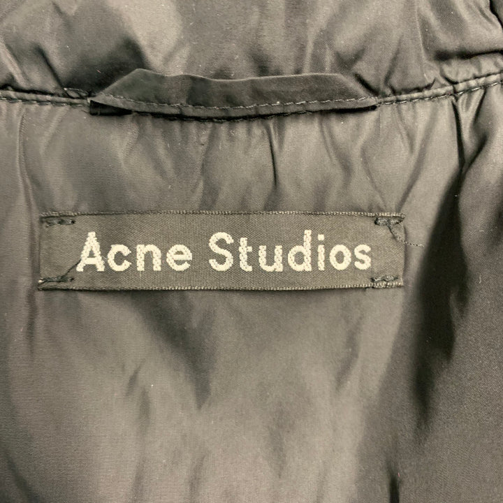 ACNE STUDIOS Size M -Mayland Face- Black Nylon Hooded Jacket