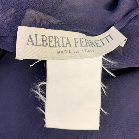 ALBERTA FERRETTI Size 8 Navy Silk Spaghetti Straps Dress