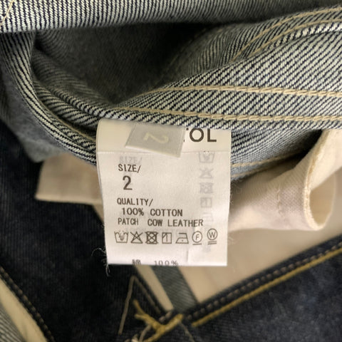 ROTOl Size 32 Navy Contrast Stitch Cotton Flared Jeans