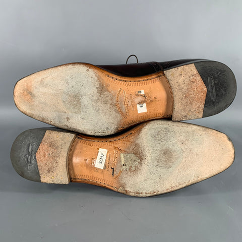 SALVATORE FERRAGAMO Size 10.5 Brown Perforated Leather Cap Toe Lace-Up Shoes