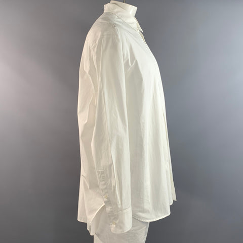 NILI LOTAN Size L White Cotton Button Up Long Sleeve Shirt