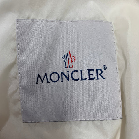 MONCLER Size L Off White Cotton Silk Cut Out Parka Jacket