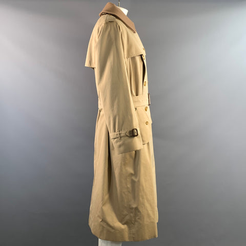 BURBERRY Size XXL Tan Khaki Solid Cotton Trench Trenchcoat