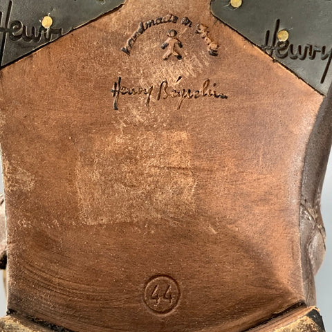 HENRY BEGUELIN Size 11 Brown Leather Western Harness Ankle Boots