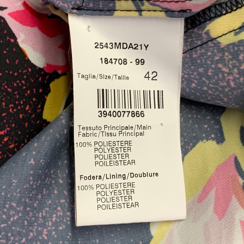 MSGM Size M Brown Multi Color Polyester Floral Bow A-Line Dress