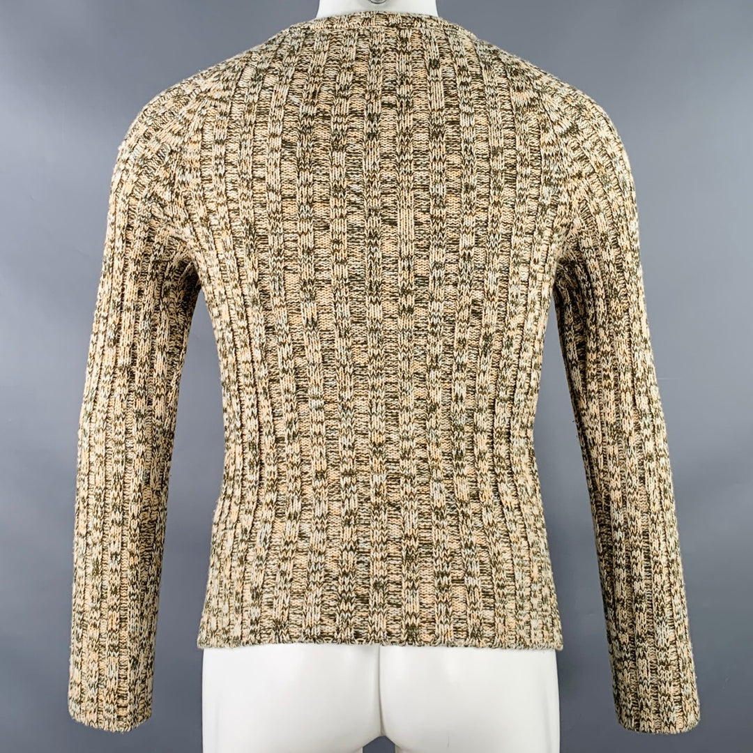 VALENTINO Size S Yellow Olive Rib Knit Wool Blend Crew Neck Sweater