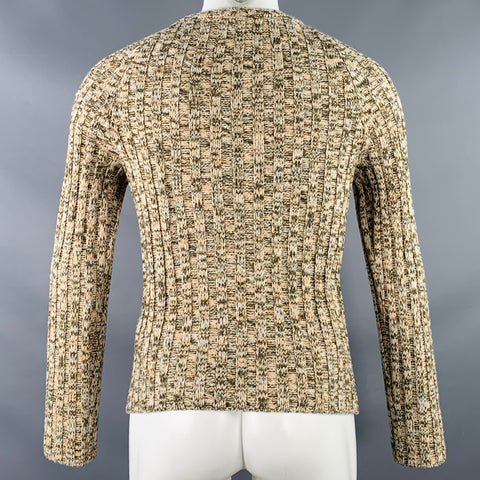VALENTINO Size S Yellow Olive Rib Knit Wool Blend Crew Neck Sweater