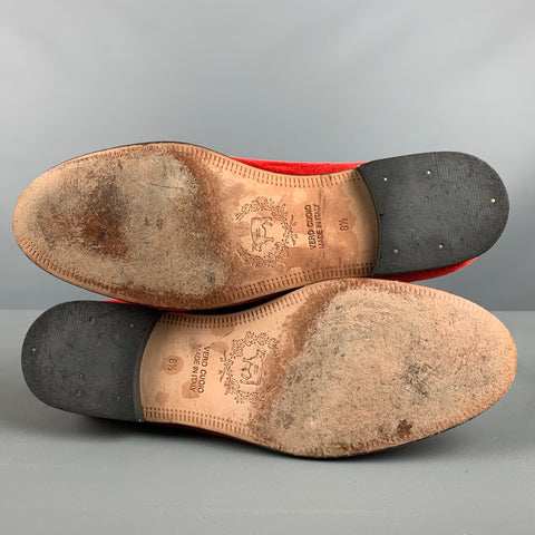 DEL TORO Size 8.5 Red Textured Velvet Slip On Loafers