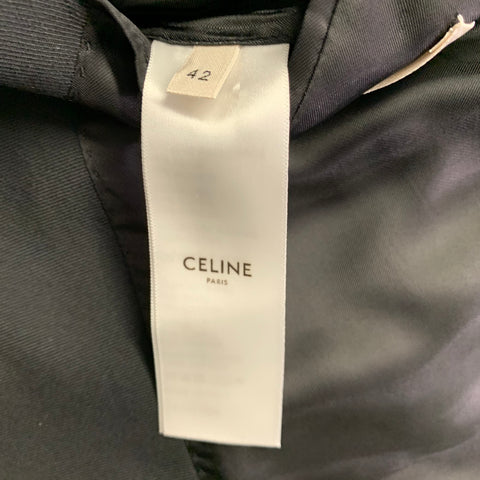 CELINE Size 40 Black Sequined Wool Mohair Shawl Collar Sport Coat