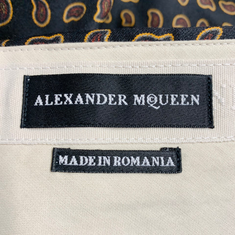 ALEXANDER MCQUEEN Size 34 Black Red Yellow Paisley Wool Silk Dress Pants