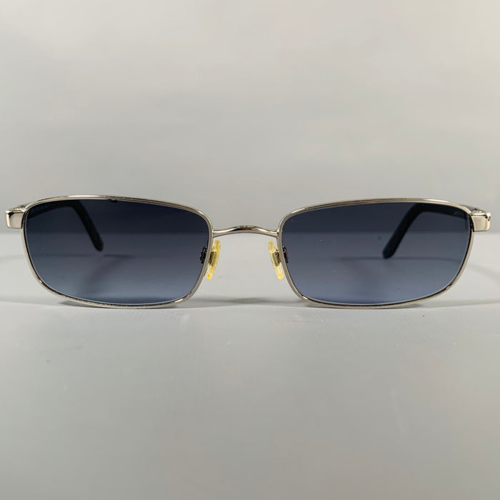 EMPORIO ARMANI Grey Silver Acetate Metal Rectangle Sunglasses