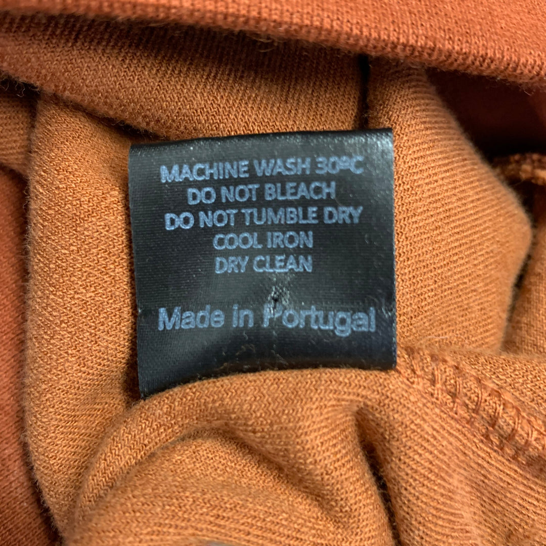 TODD SNYDER Size L Orange Rust Velvet Cotton Blend Half Placket Polo