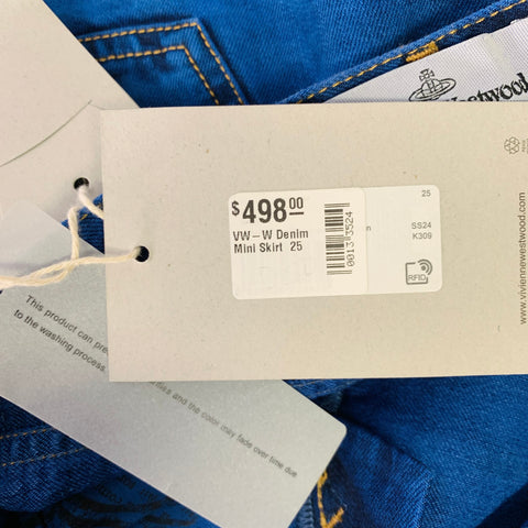 VIVIENNE WESTWOOD Size 25 Blue Denim Dyed Mini Skirt