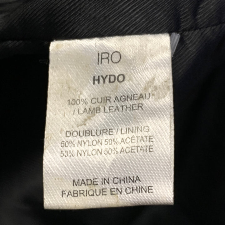 IRO Size M Hydo Black Leather Moto Racer Zip Up Jacket