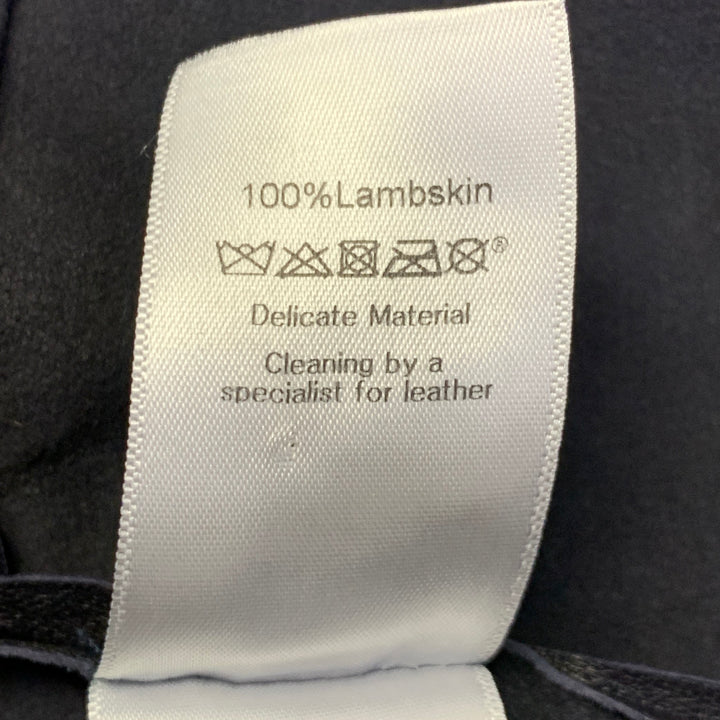 CELINE Size 2 Black Lambskin Leather Long Sleeve Back Zipper Dress Top