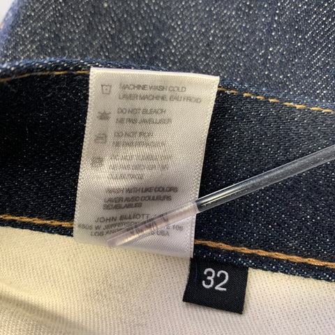 JOHN ELLIOTT Size 32 Indigo Contrast Stitch Selvedge Denim Straight Jeans