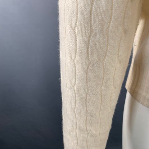POLO by RALPH LAUREN Taille M Pull col rond en cachemire torsadé crème