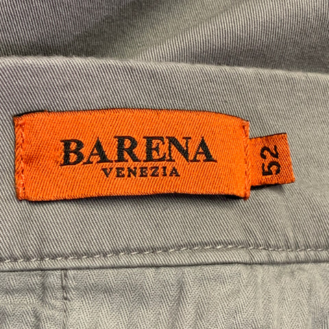 BARENA Pantalon décontracté taille 36 en sergé de coton mélangé gris avec taille élastique