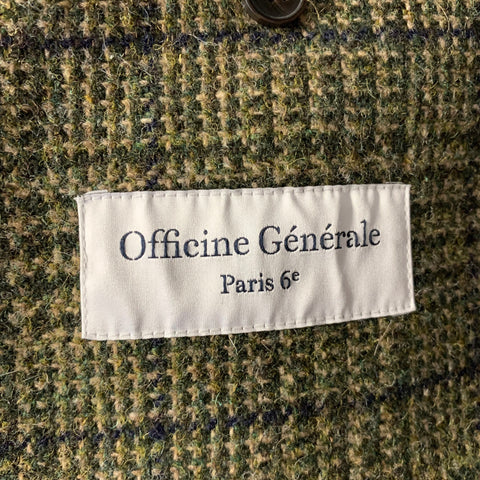 OFFICINE GENERALE Size 42 Green Tan Tartan Wool Notch Lapel Sport Coat