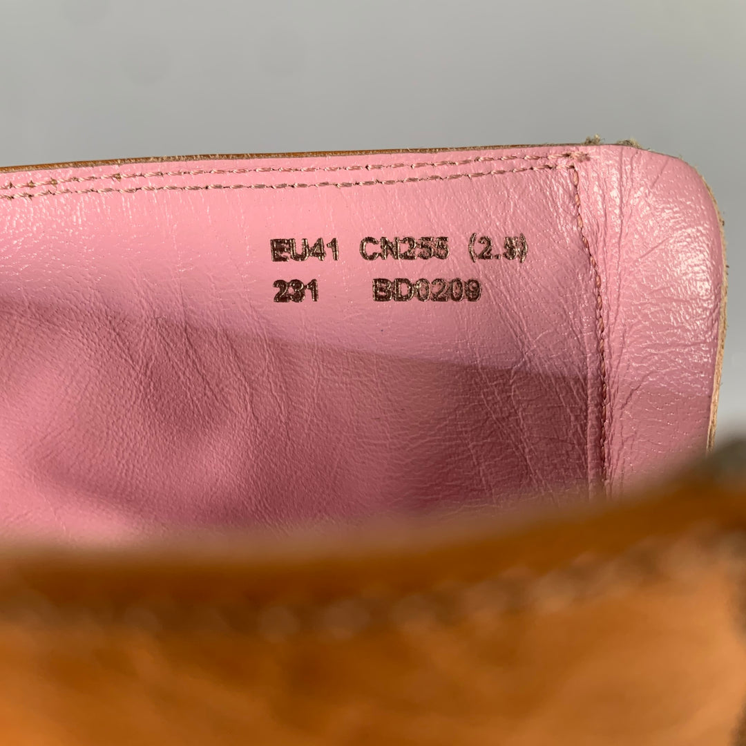 ACNE Size 8 Brown Crackled Leather Ankle Boots