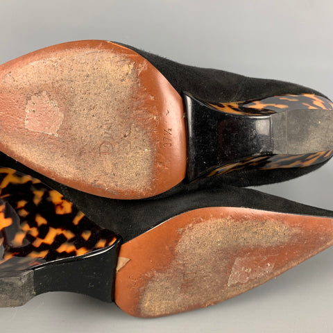 CHRISTIAN DIOR Taille 7,5 Bottes compensées en daim à imprimé animal en écaille de tortue noire