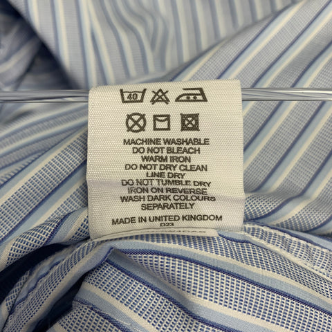 BURBERRY LONDON Size M Blue White Stripe Cotton French Cuff Long Sleeve Shirt