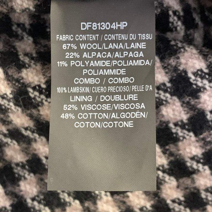 DEREK LAM Size XS/S Black Beige Wool Alpaca Houndstooth Poncho Pullover