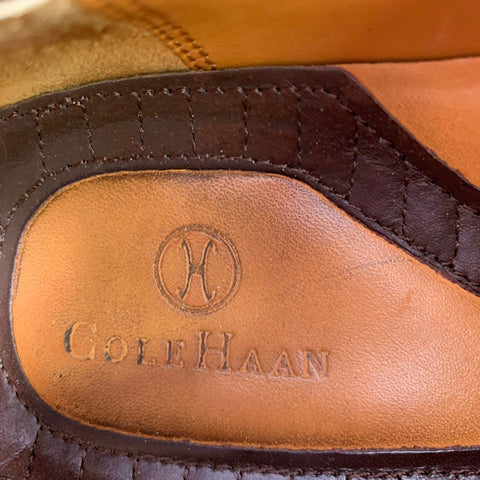 COLE HAAN Size 9.5 Brown Contrast Stitch Leather Slip On Loafers