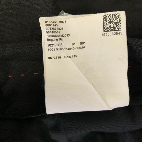 HUGO BOSS Chest Size 44 Black Solid Viscose Notch Lapel 38 34 Tuxedo
