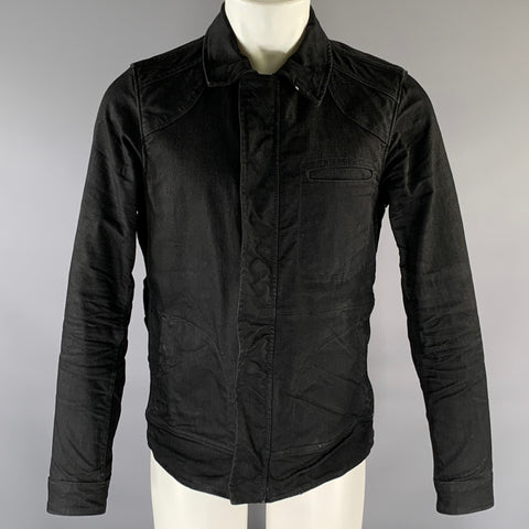 SCOTCH AND SODA Chest Size M Black Patch Cotton Blend Trucker Jacket