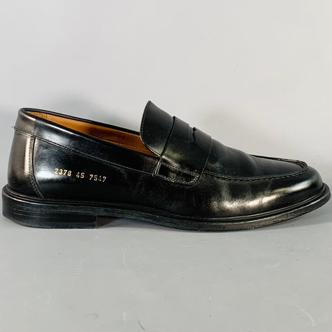 COMMON PROJECTS Size 12 Black Leather Slip On Penny Loafers