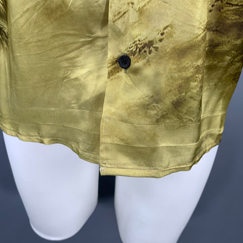 DRIES VAN NOTEN Size M Yellow Olive Tiger Short Sleeve Shirt
