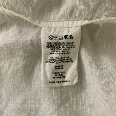 THEORY Size L White Solid Linen Blend Pointed Collar Long Sleeve Shirt