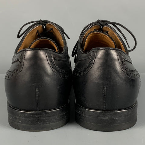 GUCCI Size 9.5 Black Perforated Leather Oxford Cap Toe Lace Up Shoes