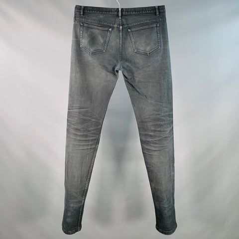 A.P.C. Size 33 Grey Cotton Blend Twill Slim Tapered Button Fly Jeans