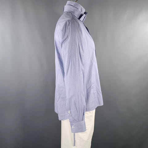 CRAIG GREEN Size L Blue White Stripe Cotton One Pocket Long Sleeve Shirt