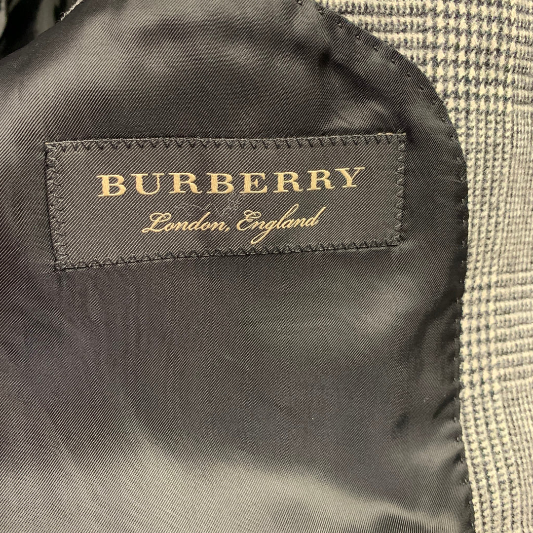 BURBERRY Size 40 Black White Glenplaid Wool Notch Lapel Sport Coat